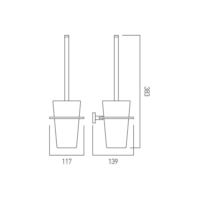 Vado Level Toilet Brush And Frosted Glass Holder - Chrome