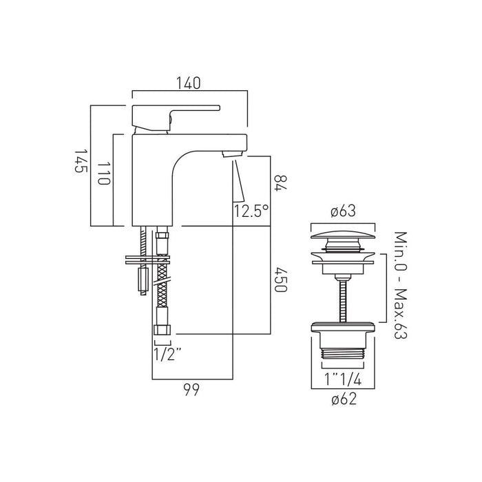 Vado Life Mono Basin Mixer Tap With Universal Waste - Chrome