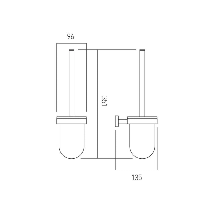 Vado Life Toilet Brush And Frosted Glass Holder - Chrome