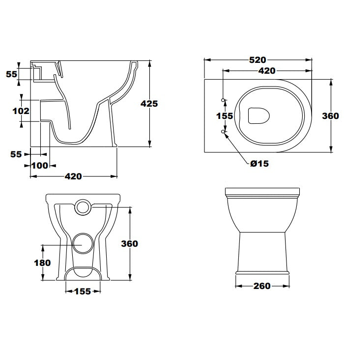 Lussaro Alda Rimless Back To Wall Toilet And Seat - White