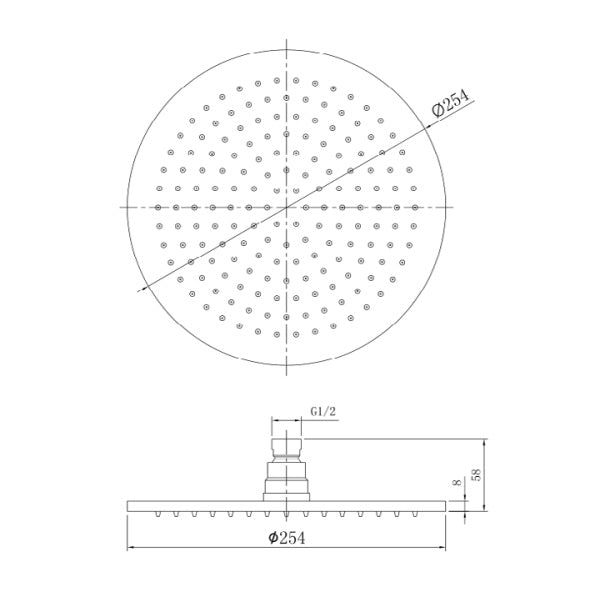 Lussaro Como Round Shower Head - 250mm x 250mm - Shower