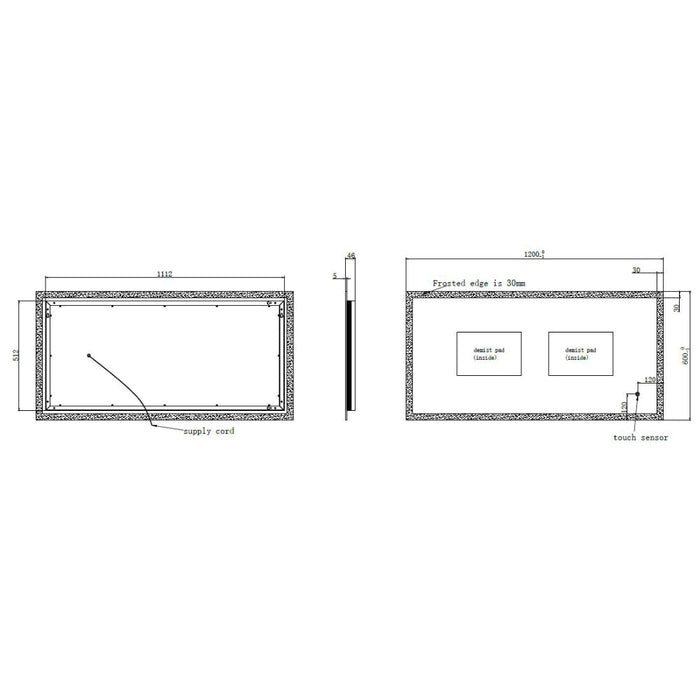 Delilah Illuminated Mirror - 600mm x 1200mm - Illuminated