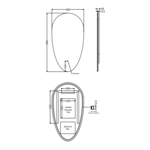 Lussaro Giuliano LED Illuminated Mirror - 900mm x 500mm