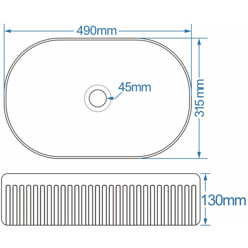 Lussaro Isabelle Fluted Oval Countertop Basin - 490mm Wide