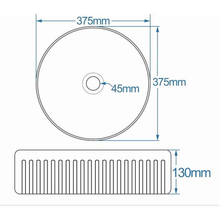 Lussaro Isabelle Fluted Round Countertop Basin - 375mm Wide