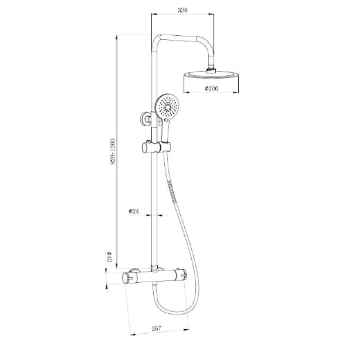 Mia Premium Round Thermostatic Overhead Shower Kit