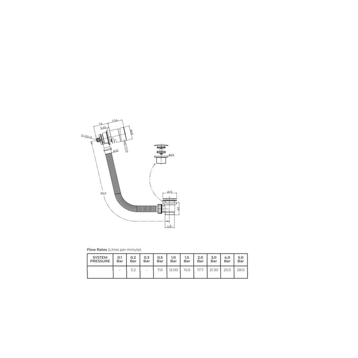 Lussaro Overflow Bath Filler With Waste And Control Valve