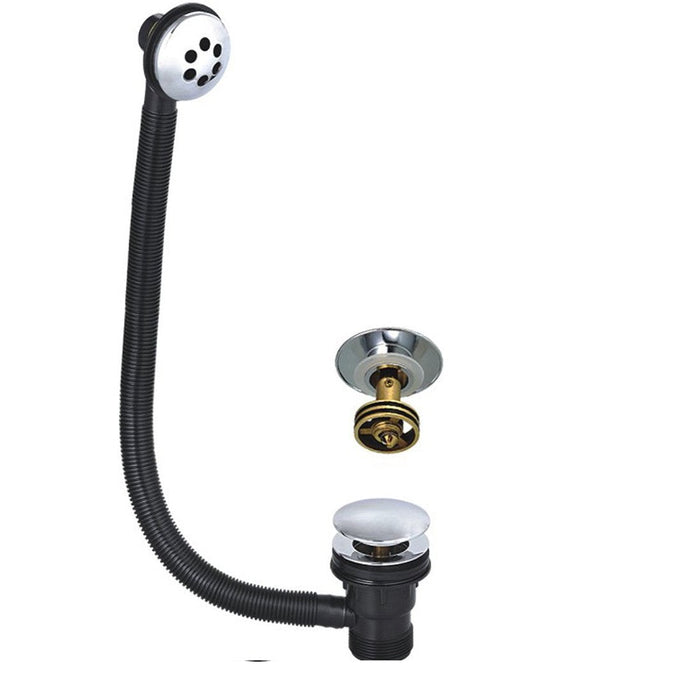 Round Bath Overflow and Quick Clean sprung Waste - Chrome