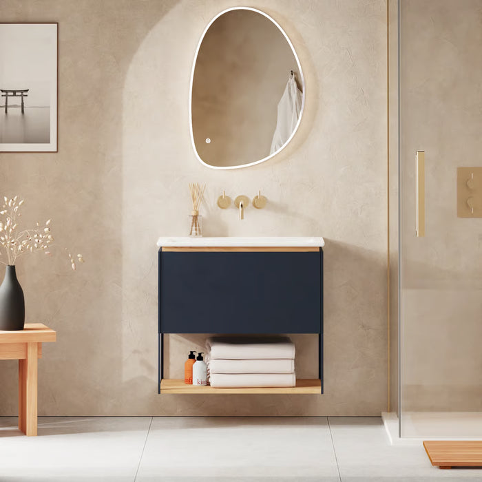 Crosswater Mada 1 Drawer Wall Hung Vanity Unit With Mineral Marble Basin