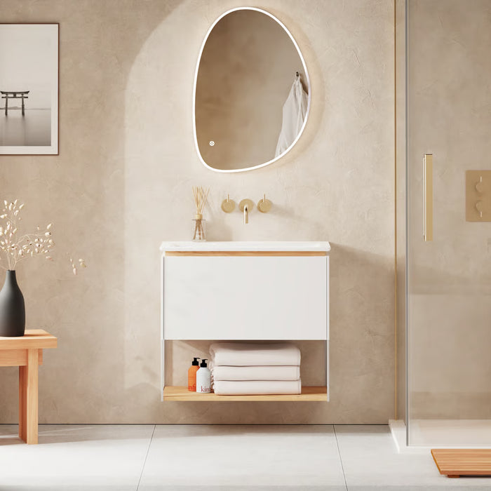 Crosswater Mada 1 Drawer Wall Hung Vanity Unit With Mineral Marble Basin