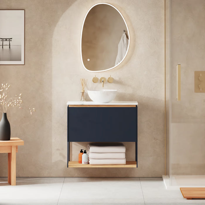 Crosswater Mada 1 Drawer Wall Hung Vanity Unit With Countertop, Shelf And Frame