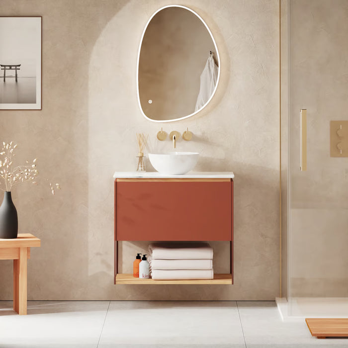 Crosswater Mada 1 Drawer Wall Hung Vanity Unit With Countertop, Shelf And Frame