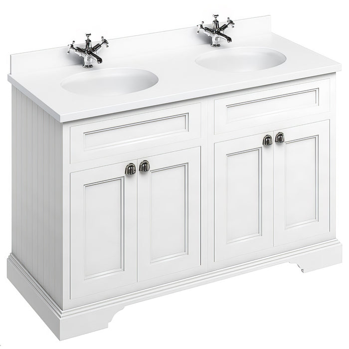 Burlington 1300mm 4 Door Floorstanding Vanity Unit with Worktop and Double Basin