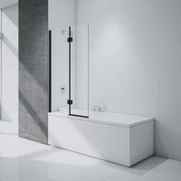 Merlyn Black 2 Panel Hinged Bathscreen - Bath Screens