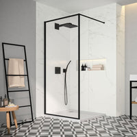 Merlyn Black Framed Showerwall - Wet Room Glass & Screens