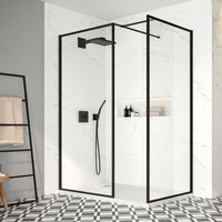 Merlyn Black Framed Showerwall With End Panel - Wet Room