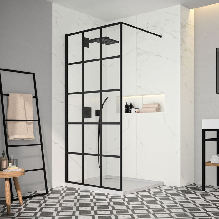 Merlyn Black Squared Showerwall - Wet Room Glass & Screens