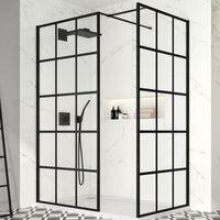 Merlyn Black Squared Wetroom Panel With End - Wet Room