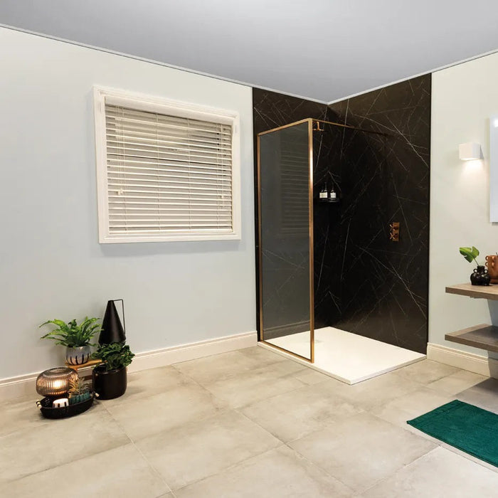 Merlyn Framed 8mm Wetroom Shower Wall - Brushed Bronze