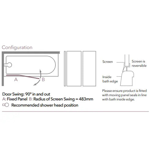 Merlyn Ionic Two Folding Square Bath Screen - 1500mm x 900mm