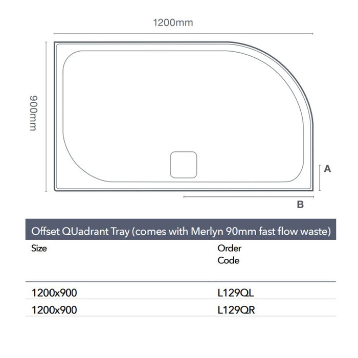 Merlyn Level25 Slip Resistant Offset Quadrant Shower Tray