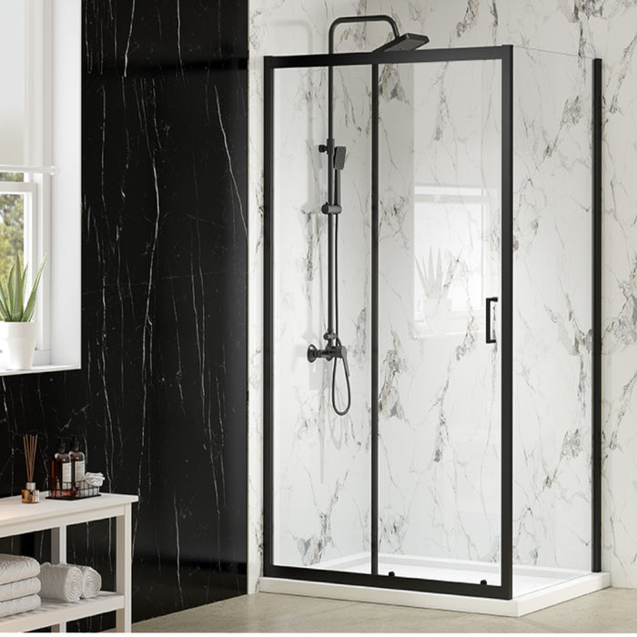 Merlyn MBOX Sliding Shower Door with Side Panel - Matt Black