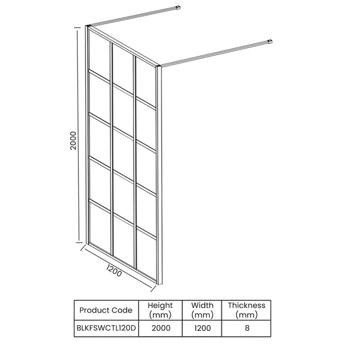 Merlyn Black 1200 Squared Double Entry Shower Wall