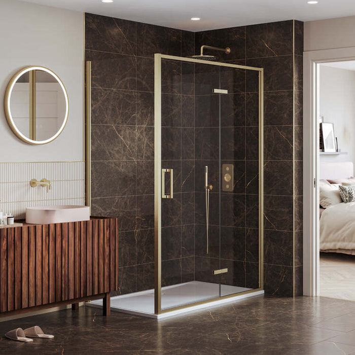 Merlyn Series 6 Sleek Hinged Shower Door With Inline Panel & Side Panel