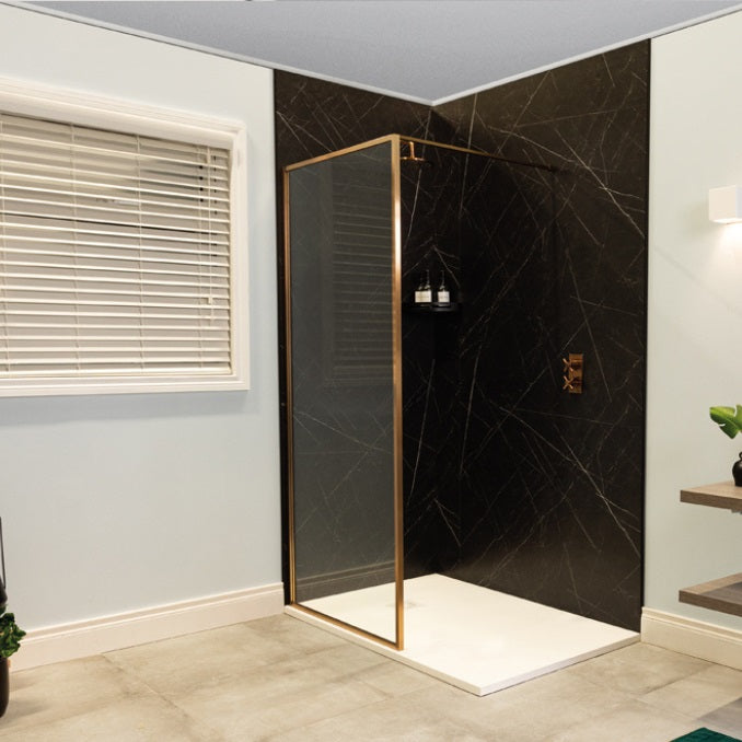 Merlyn Sleek Framed Wetroom Panel - Brushed Bronze Wet Room