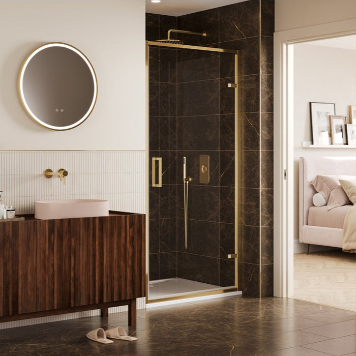Merlyn Sleek Series 6 Recessed Hinged Shower Door - Brushed