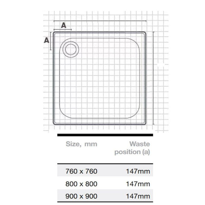 Merlyn Touchstone Square Shower Tray - Square Shower Trays