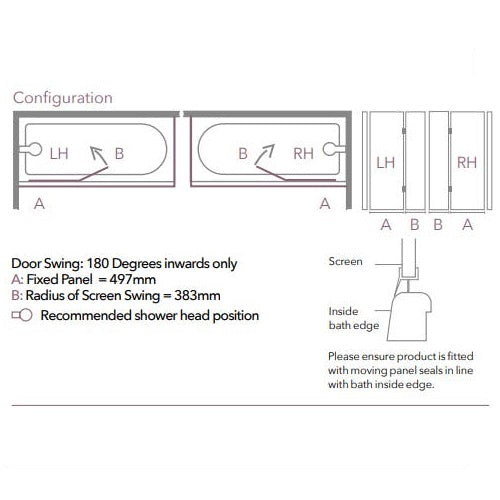 Merlyn Two Panel Square Hinged Bath Screen - Bath Screens