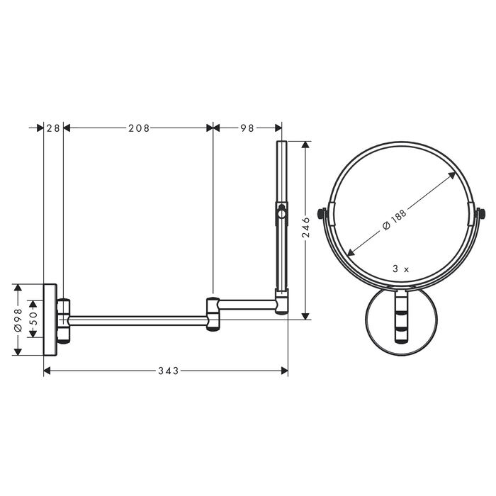 Hansgrohe Logis Universal Shaving Mirror Chrome