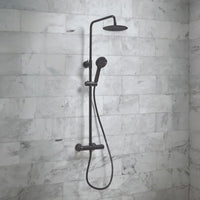 Scudo Middleton Round Thermostatic Rigid Riser Mixer Shower inc. Easy Fix Kit - Matt Black
