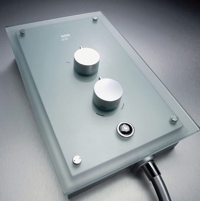 Mira Azora Dual 9.8kW Thermostatic Electric Shower - Frosted Glass