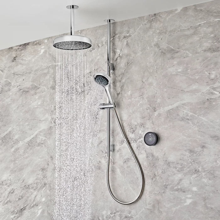Mira Platinum Dual Outlet Ceiling Fed Smart Digital Shower - High Pressure/Combi - Black/Chrome