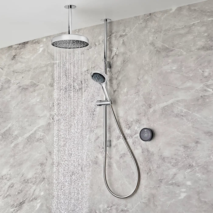 Mira Platinum Dual Outlet Ceiling Fed Smart Digital Shower - Low Pressure/Gravity Fed - Black/Chrome