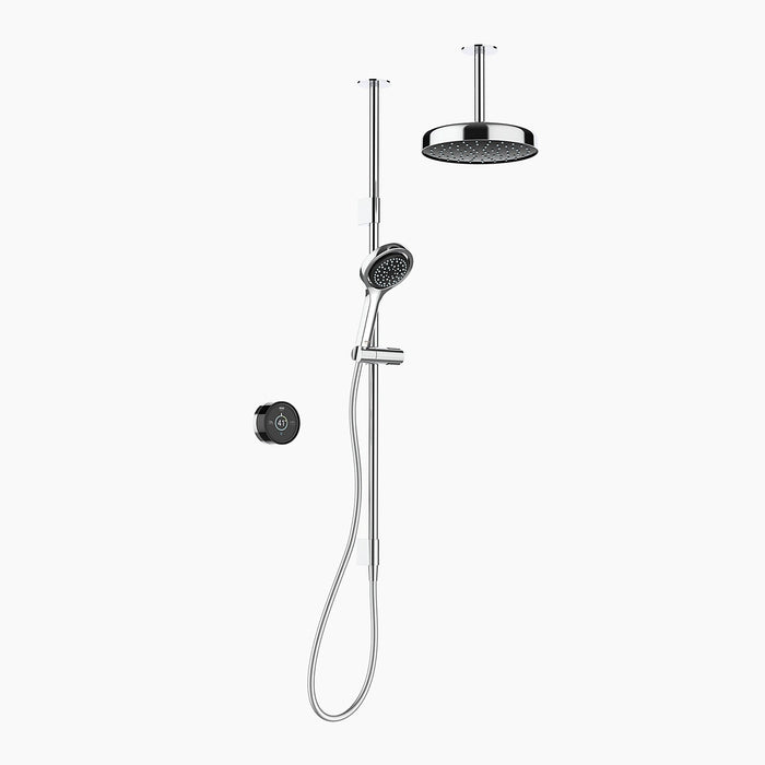 Mira Platinum Dual Outlet Ceiling Fed Smart Digital Shower - Low Pressure/Gravity Fed - Black/Chrome