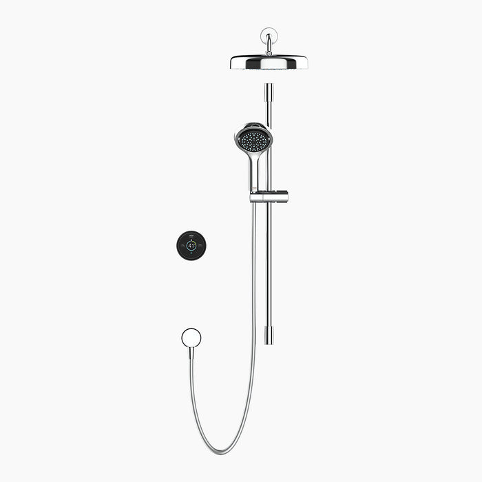 Mira Platinum Dual Outlet Rear-Fed Smart Digital Shower - Low Pressure/Gravity Fed - Black/Chrome