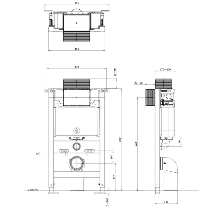 Crosswater MPRO 820mm Concealed Cistern Toilet Frame Set 1