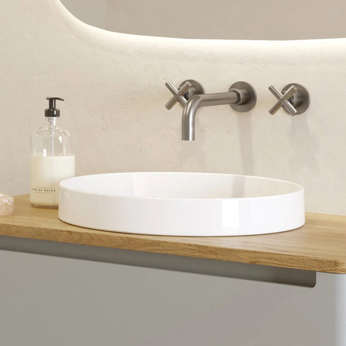 Crosswater Nepi Round Inset Basin - 400mm - No Tap Holes - White