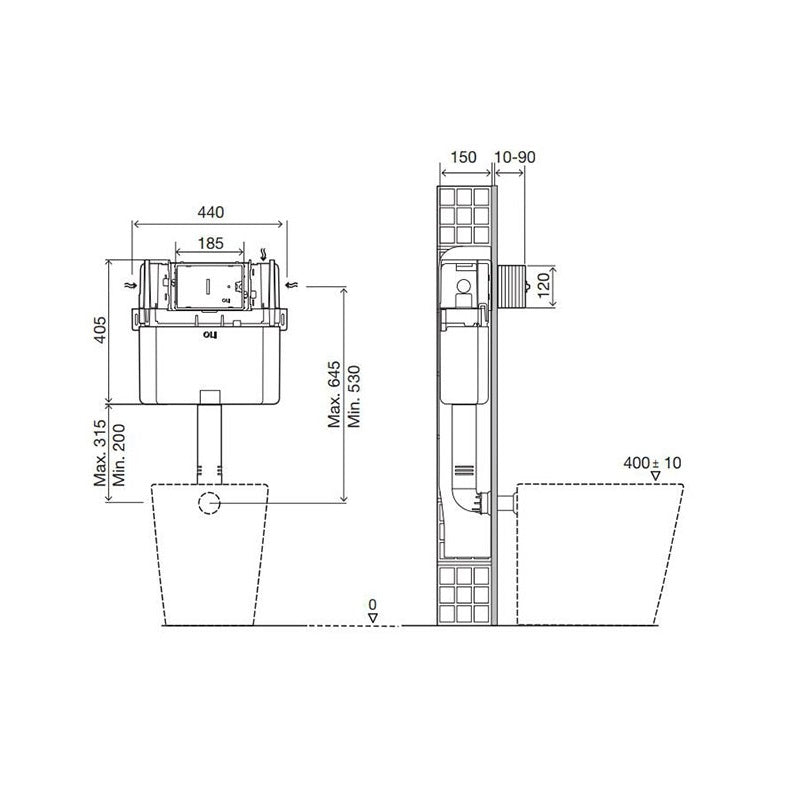 Oli Back to Wall Concealed Cistern - Cisterns