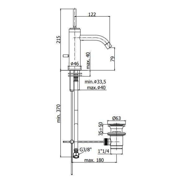 Paffoni Fyne Deck Mounted Basin Mixer Tap - Chrome