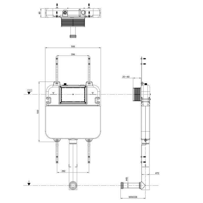 Crosswater MPRO 530mm Tall Concealed Cistern Set 2