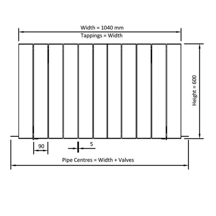 Eastbrook Peretti Aluminium Horizontal Designer Radiator - Matt White