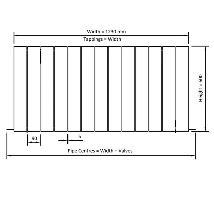Eastbrook Peretti Aluminium Horizontal Designer Radiator - Matt White