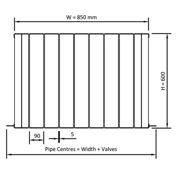 Eastbrook Peretti Aluminium Horizontal Designer Radiator - Matt White