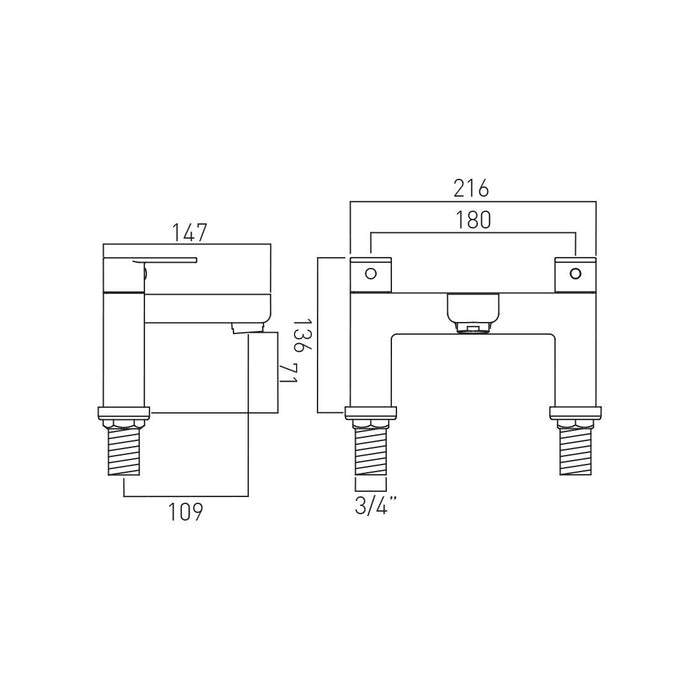 Vado Phase Deck Mounted Bath Filler Tap - Chrome