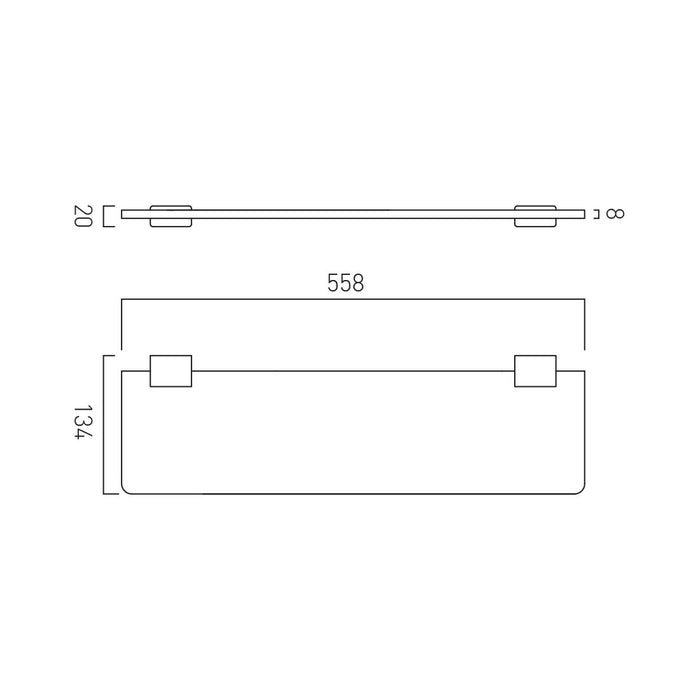 Vado Phase Frosted Glass Shelf - 558mm Long - Chrome