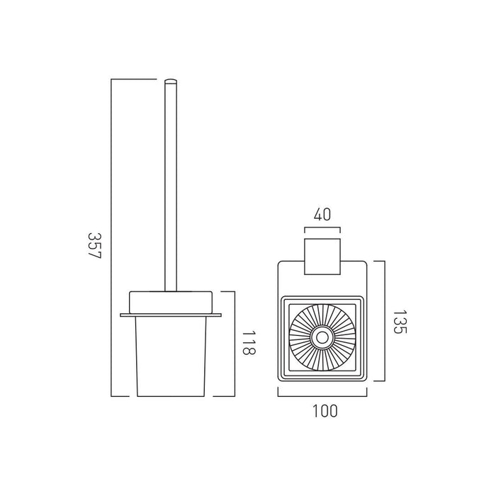 Vado Phase Toilet Brush And Frosted Glass Holder - Chrome